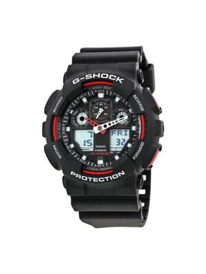 卡西欧CASIO G-Shock男士黑色表盘户外运动潜水手表GA100-1A4CR