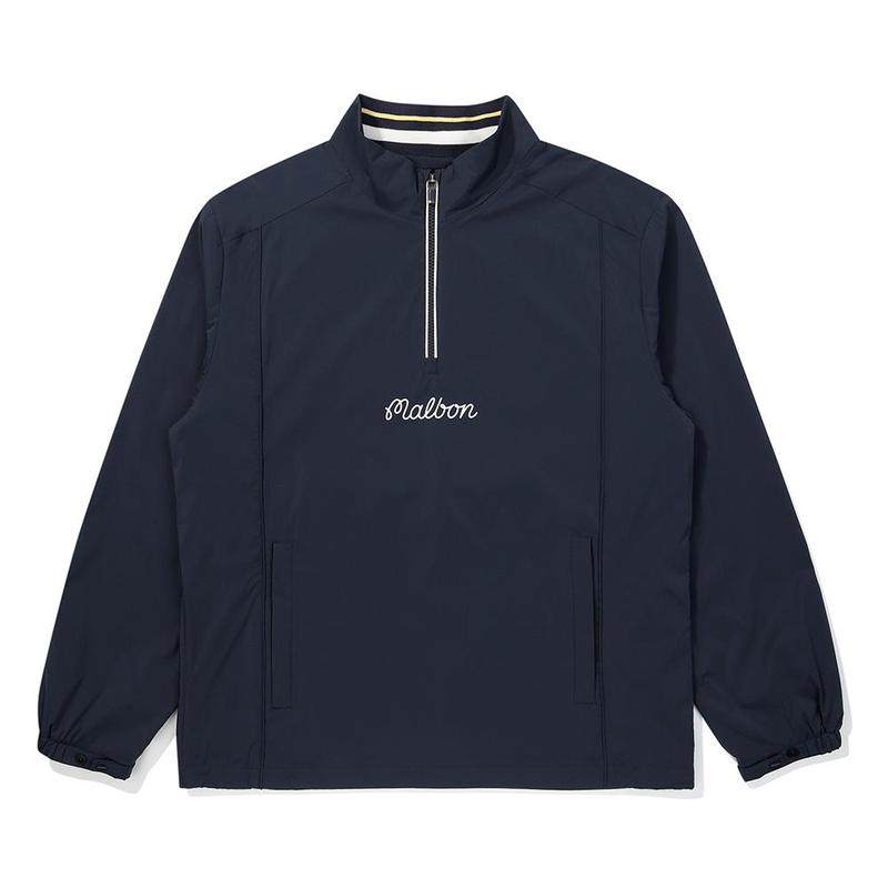 代购MALBON GOLF男士运动夹克防风轻便透气保暖深蓝色尼龙材质