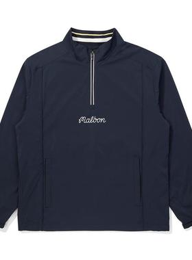 代购MALBON GOLF男士运动夹克防风轻便透气保暖深蓝色尼龙材质