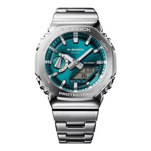 代购 SHOCK男女腕表夜光计时闹钟防震金属钢带防水绿色运动休闲