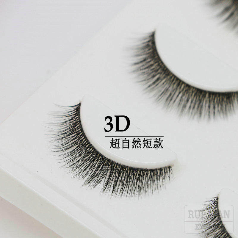 3D立体裸妆短款假睫毛 超自然高仿真纯手工上睫毛 透明软梗 包邮