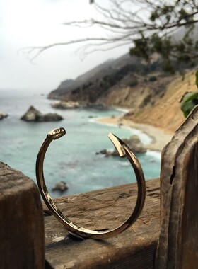 欧美时尚潮流百搭经典复古船锚鱼钩手环航海风格男女开口钛钢手镯