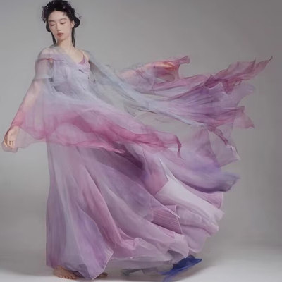 寻迹粼粼古典舞蹈服汉服连衣裙汉元素古典舞仙气练功服大袖演出服