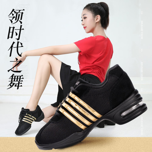 三莎网面现代帆布黑色爵士舞鞋