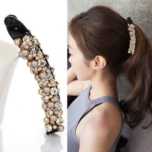 香蕉夹竖夹马尾夹大号镶钻串珠