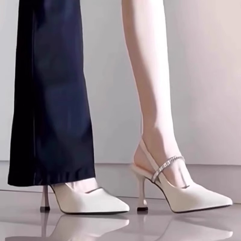 尖头高跟鞋包头细跟凉鞋