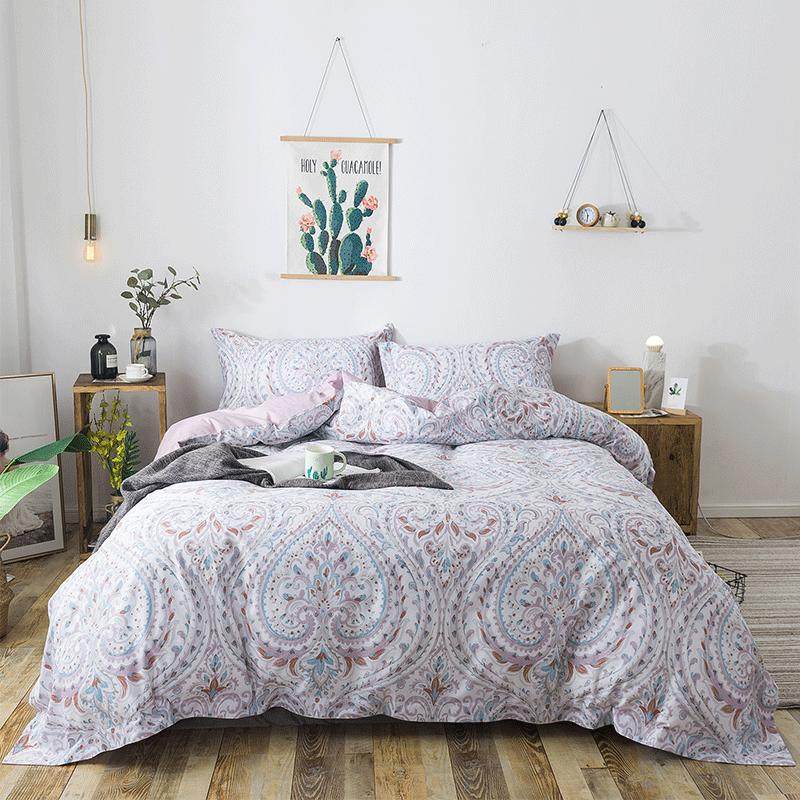 棉麻四件套时尚简约1.8m双人棉被套纯棉春秋款北欧风床上用品