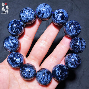 天然彼得石手链猫眼石手串男女深蓝色猫眼暴风雨宝石地球纹虎睛玉