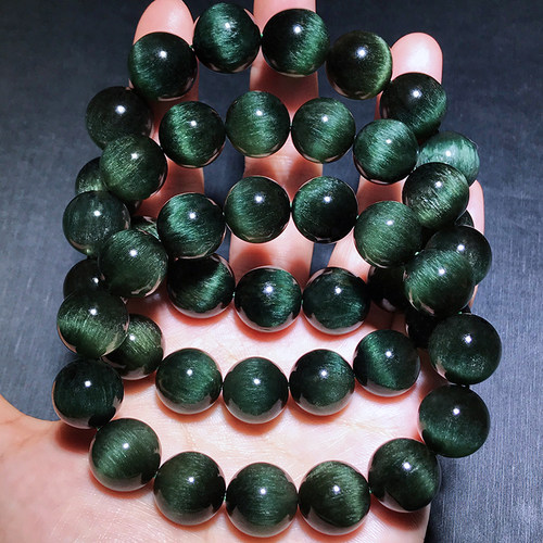 绿发晶手链猫眼男女士绿兔毛钢丝