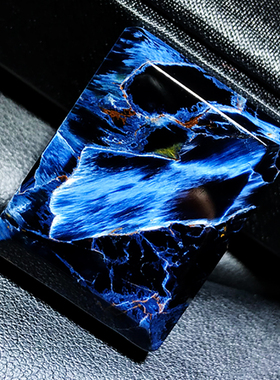 天然彼得石男女吊坠蓝色硅化玉原石无事牌水滴随形项链暴风雨宝石