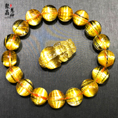 收藏级天然猫眼钛晶手链板钛金发晶顺发猫眼石男女士多圈貔貅手串