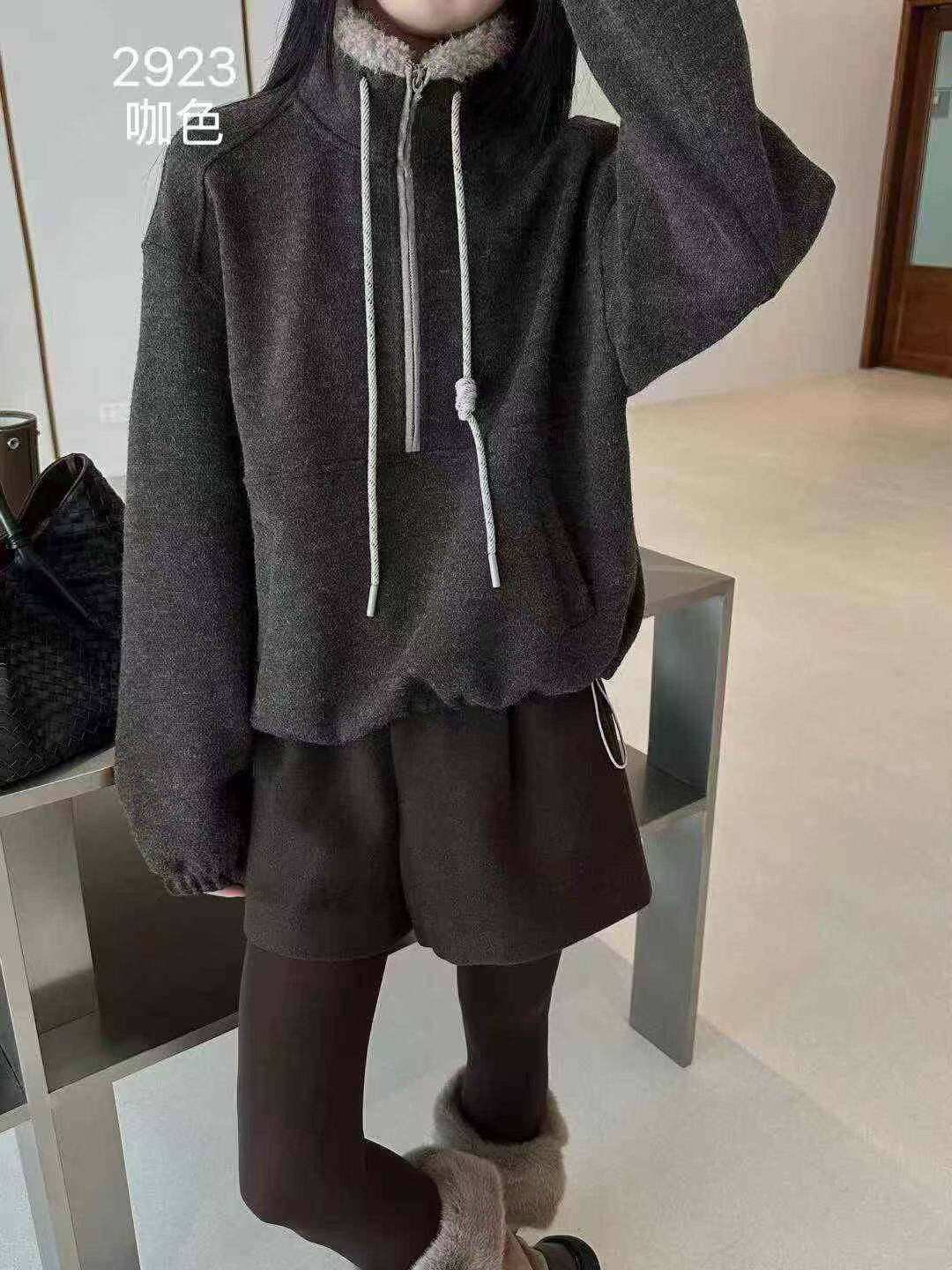 欧洲站2026秋季新韩版时尚羊羔毛领宽松显瘦百搭长袖复合卫衣女