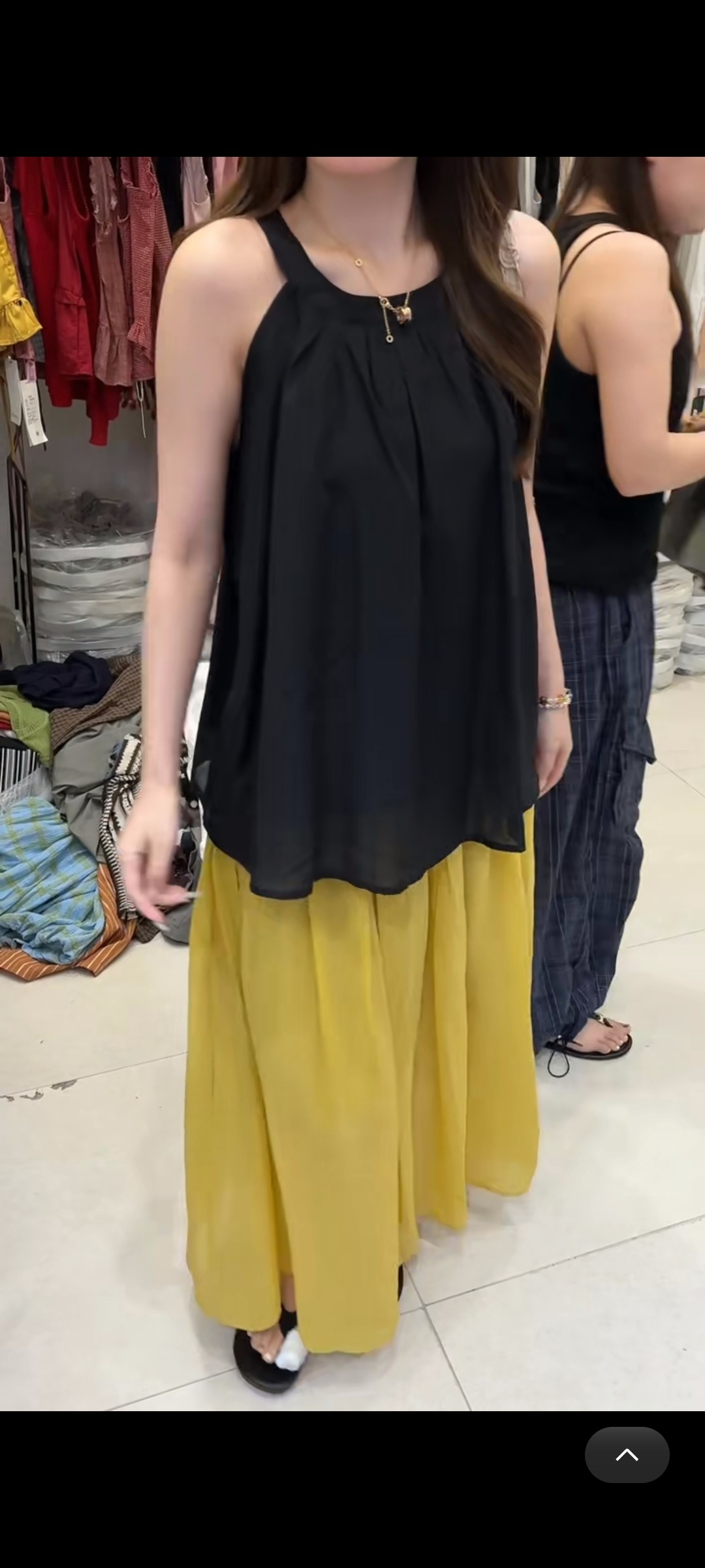 欧洲站2026夏季新款时尚百搭显瘦无袖背心衬衫+黄色裙两件套女