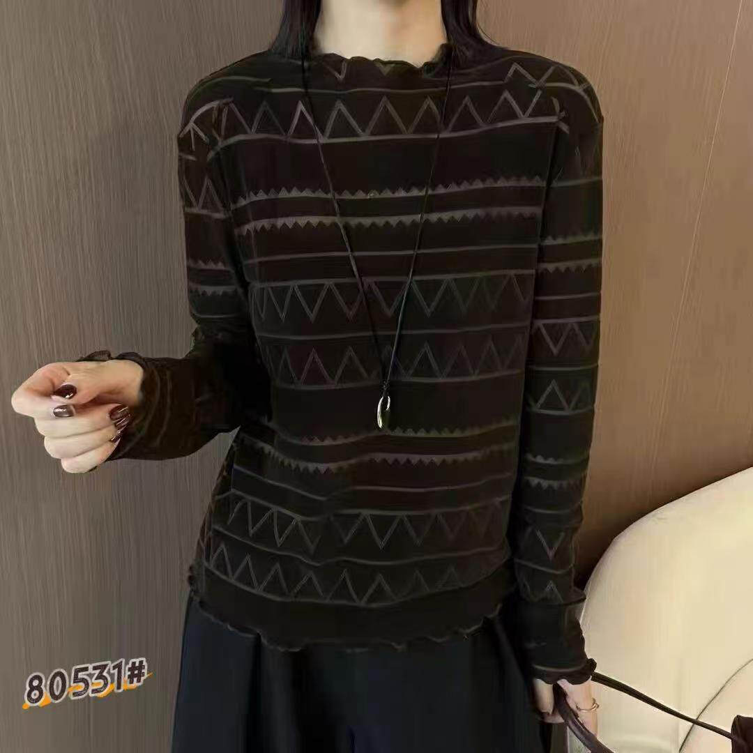 欧洲站2026秋季新韩版时尚圆领宽松显瘦百搭长袖拼色条纹T恤女