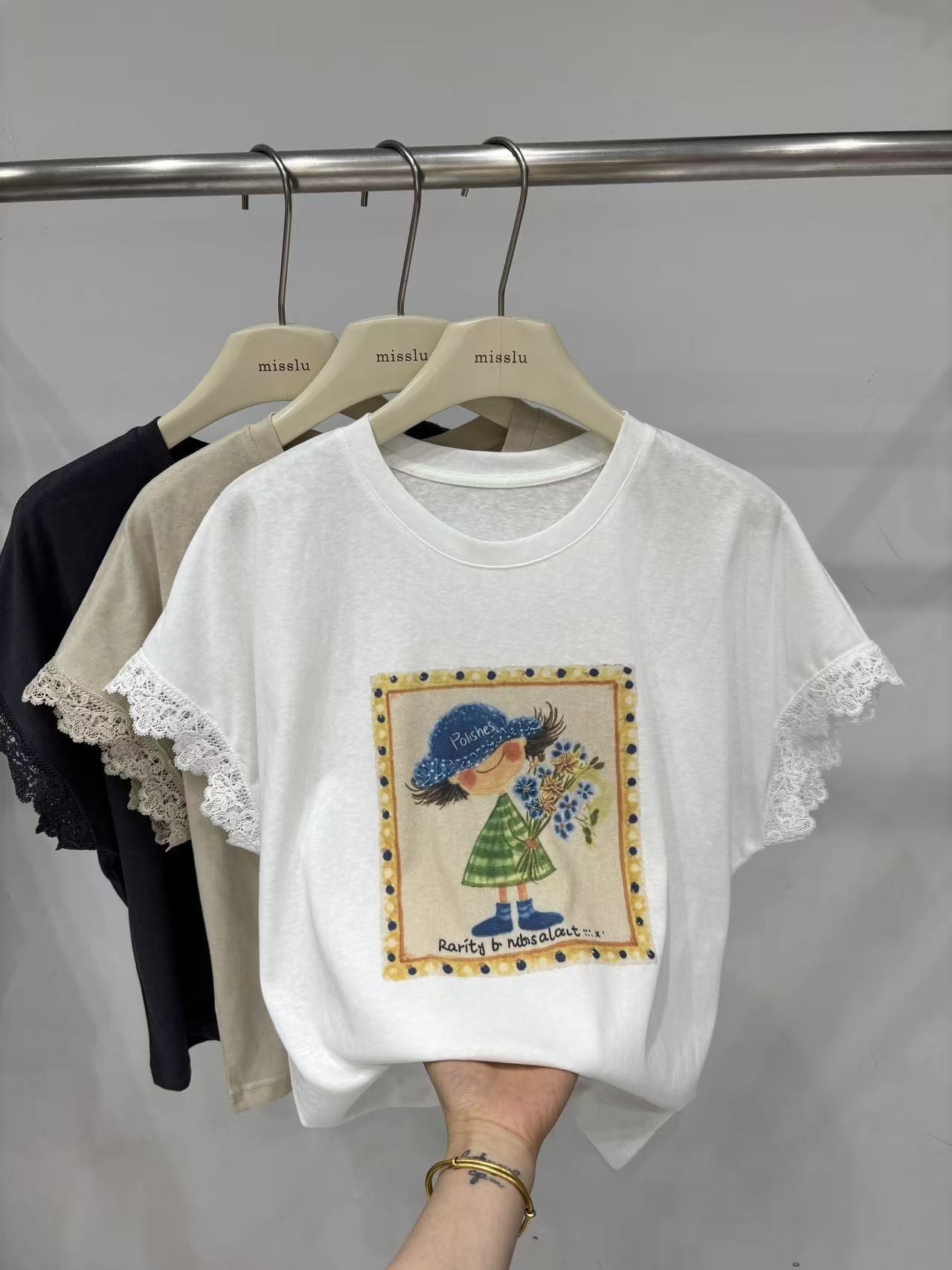 欧洲站2026夏季新款韩版时尚圆领宽松显瘦百搭卡通字母短袖T恤女