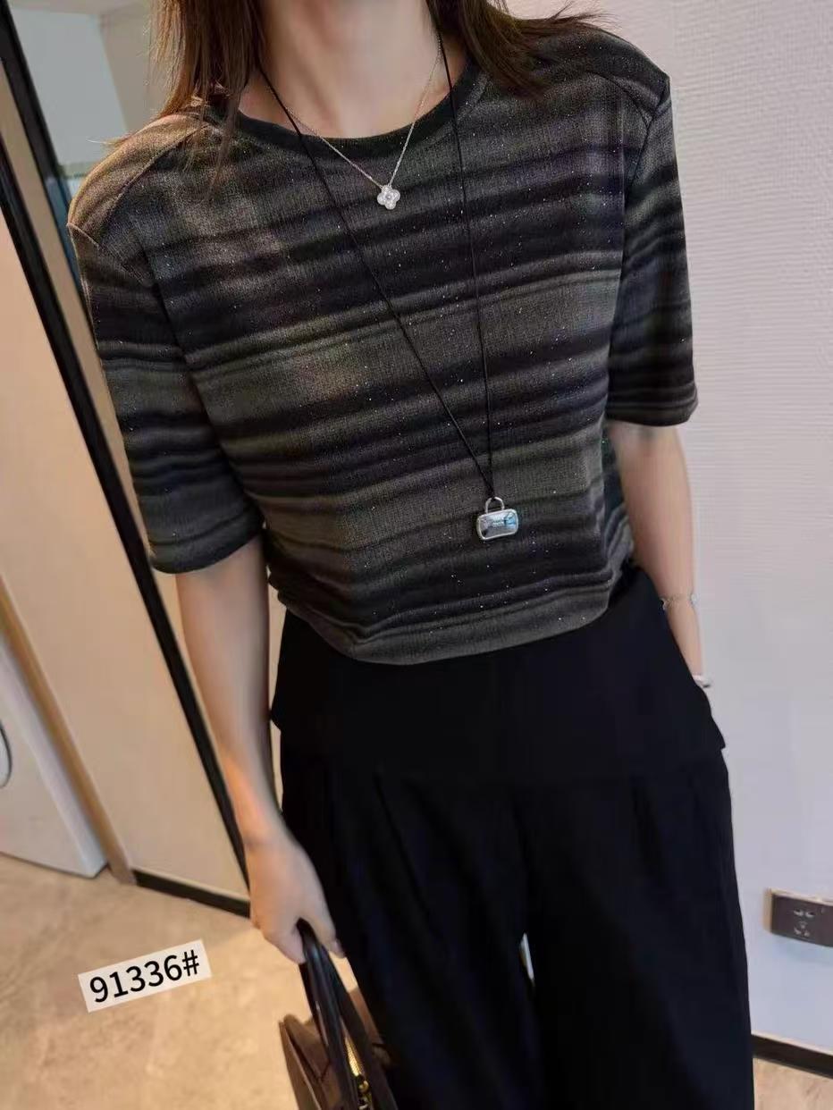 欧洲站2026秋季新韩版时尚圆领宽松显瘦百搭条纹短袖T恤女