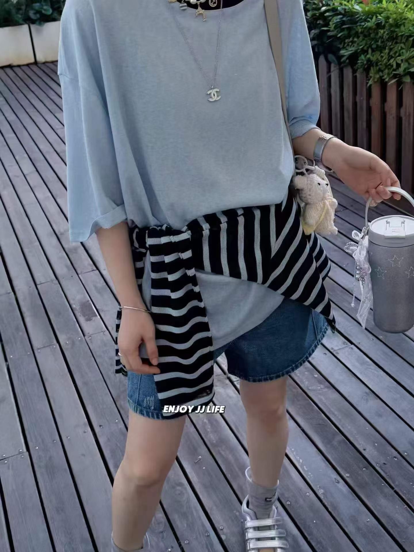 欧洲站2026夏季新韩版时尚圆领宽松显瘦百搭短袖T恤配披肩女