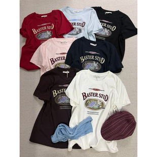 潮流品尚奈子-26年夏上新韩版休闲宽松极简字母短袖T恤26085