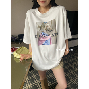 潮流品尚奈子-26年早春ins韩版休闲字母拱桥工艺短袖T恤26052