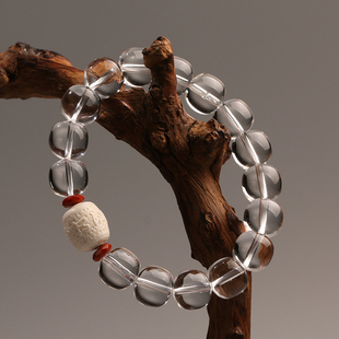 天然白水晶老型珠手链10a收藏手串大珠高品质纯天然