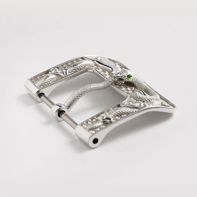 aidophedo微雕雕花祥云波浪纹衔尾蛇纯银镀金手表扣针扣手表定制