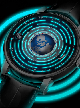 aidophedo衔尾蛇机械手表男瑞士机芯sw200皮带男士地月腕表