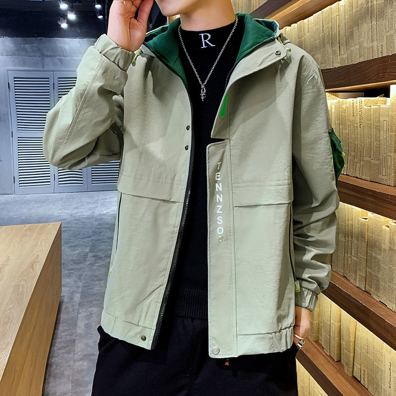 春季新款潮流男士宽松时尚连帽工装夹克外套XZ313B-1J,男装夹克,星座310B-3
