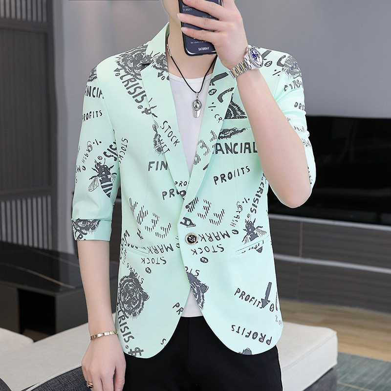 春夏新款西装男士时尚帅气百搭中袖小西服外套XZ313B-1-XF818,男装西服,星座310B-3