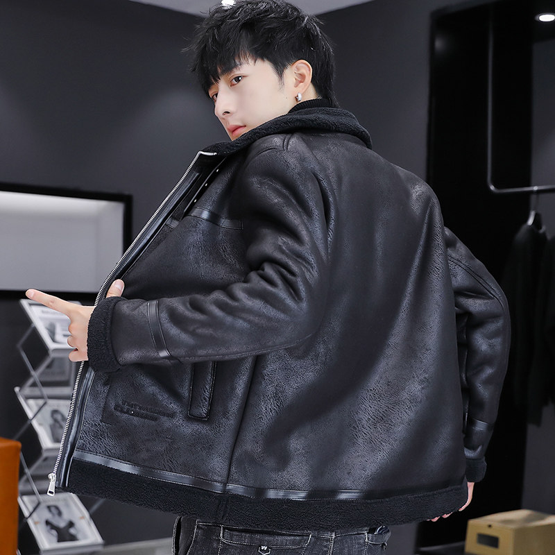 主推新款加绒加厚皮衣型男帅气机车服外套XZ313B-1-PY2933-P130,男装皮衣,星座310B-3
