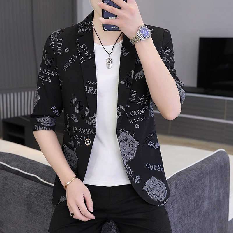 春夏新款西装男士时尚帅气百搭中袖小西服外套XZ313B-1-XF818,男装西服,星座310B-3