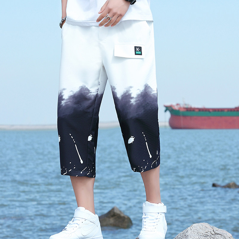 主推短裤男士夏季渐变色潮流时尚休闲七分裤XZ313B-1,男装休闲裤,星座310B-3