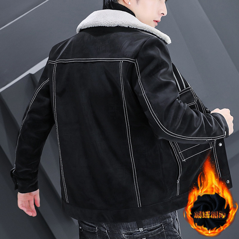 秋冬潮流男士翻领加绒加厚休闲夹克外套XZ313B-1-JK215-P130,男装夹克,星座310B-3