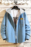 秋春新款男士连帽牛仔衬衣时尚刺绣长袖衬衫XZ313B-1CY914，男装衬衫，星座310B-3