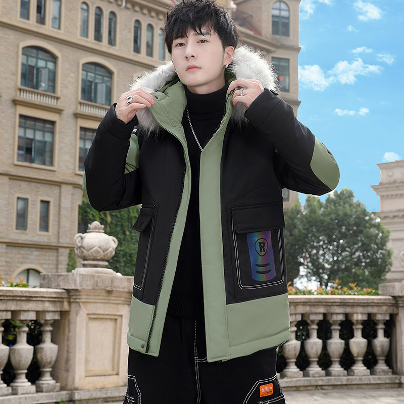 MY819-P110冬季连帽大毛领派克服棉衣男时尚印花棉服外套XZ313B-1,男装棉衣,星座310B-3