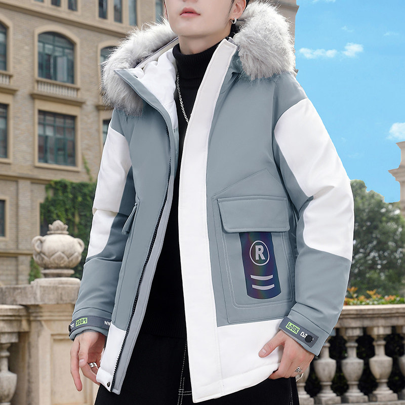 MY819-P110冬季连帽大毛领派克服棉衣男时尚印花棉服外套XZ313B-1图片