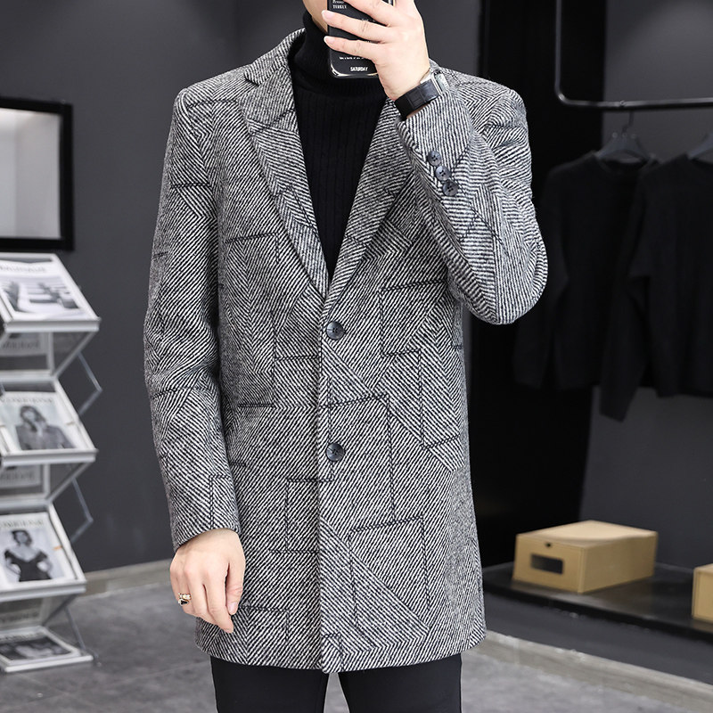 羊毛35%春季新款中长款休闲毛呢外套呢子大衣XZ313B-1M09-P170,男装毛呢大衣,星座310B-3