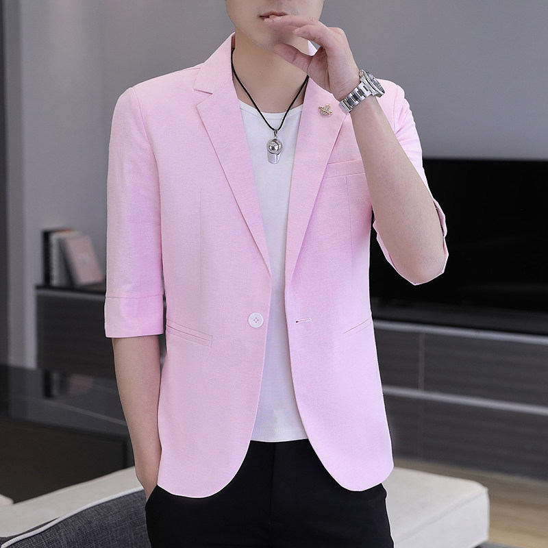 春夏新款西装男士时尚纯色百搭中袖小西服外套XZ313B-1-XF813,男装西服,星座310B-3