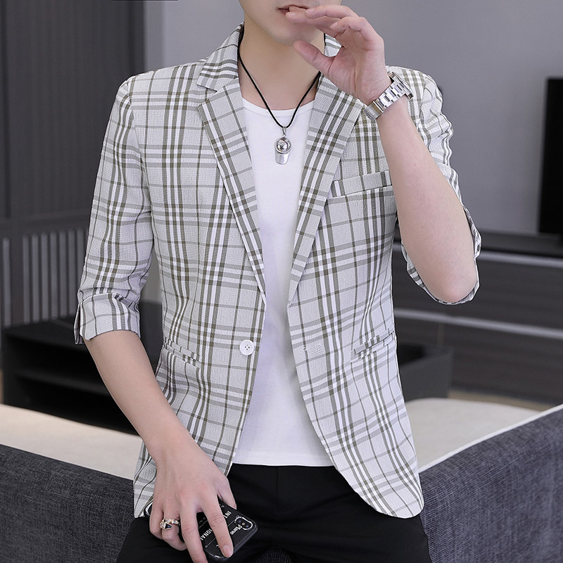 春夏新款西装男时尚帅气百搭中袖小西服外套XZ313B-1-XF815-P70,男装西服,星座310B-3