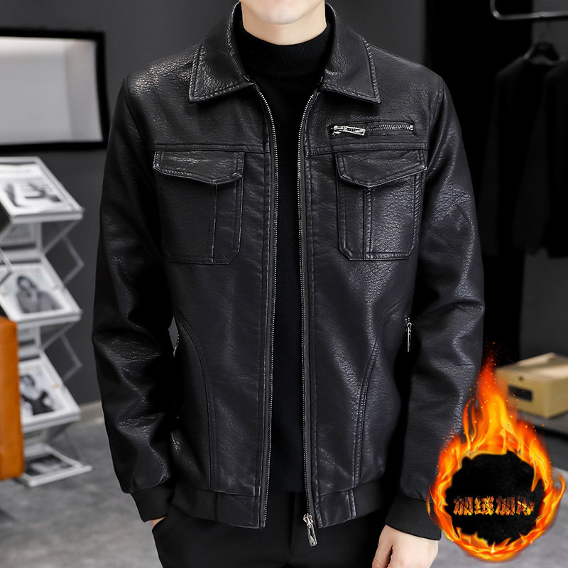 2021冬加绒加厚皮衣青年机车服皮夹克外套XZ313B-1-PY1902-P120,男装皮衣,星座310B-3
