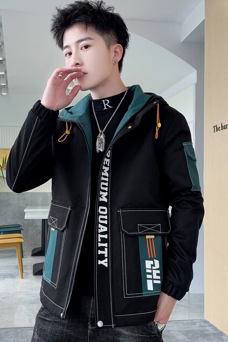 夹克男秋冬季派克服男士加绒加厚时尚连帽外套XZ313B-1-R1202-P70,男装夹克,星座310B-3