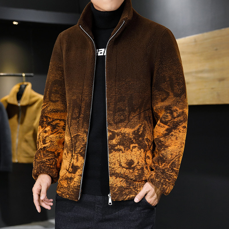 羊羔毛男士皮毛一体加厚休闲夹克外套XZ313B-1-M835-P155控价198图片