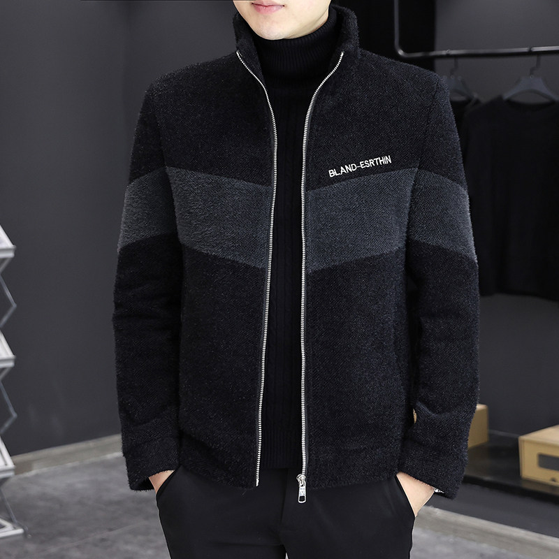202春季新款男士短款刺绣开衫毛呢休闲夹克外套XZ313B-1M02-P130图片