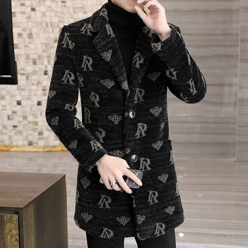 秋冬毛呢大衣男潮流时尚中长款修身外套XZ313B-1-M6687-P190控268,男装毛呢大衣,星座310B-3