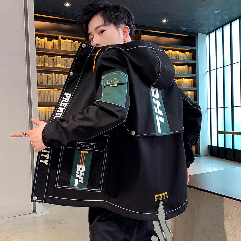 夹克男秋季新款潮流ins男士时尚连帽工装外套XZ313B-1-JK1202-P60图片