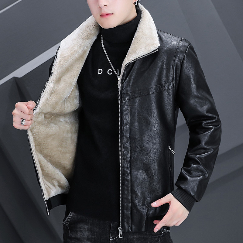 秋冬主推加绒保暖皮衣型男帅气个性皮夹克外套XZ313B-1-A01-P120,男装皮衣,星座310B-3