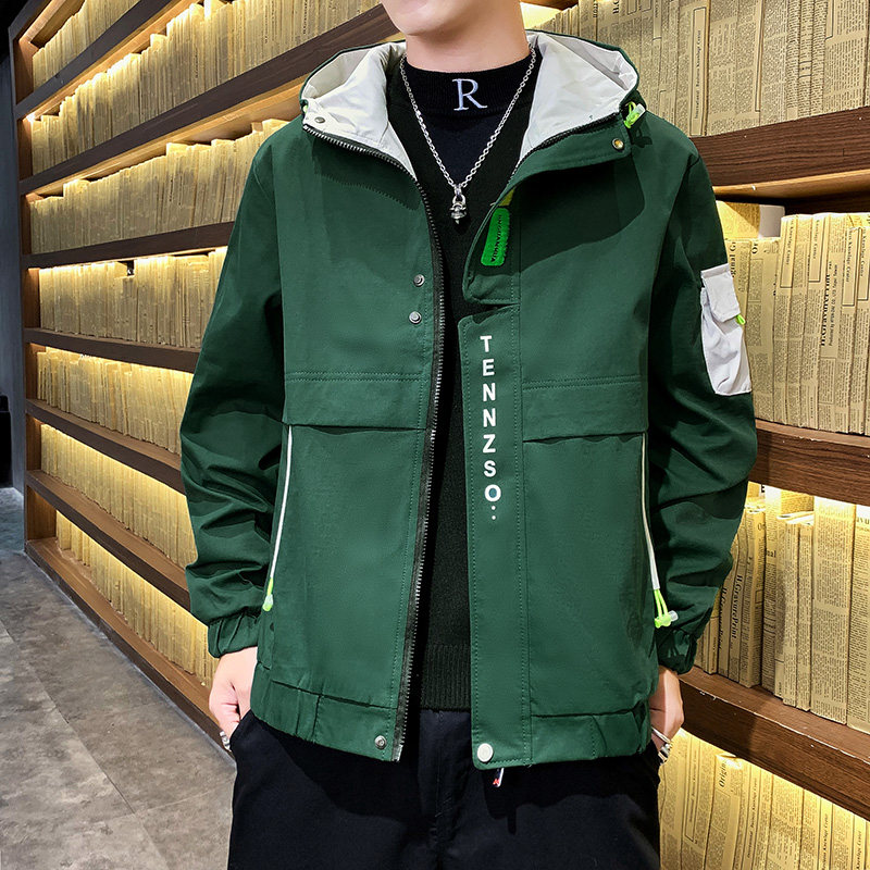 春季新款潮流男士宽松时尚连帽工装夹克外套XZ313B-1J,男装夹克,星座310B-3