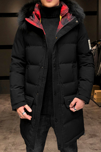 冬季加厚棉服男士中长款毛领连帽棉衣外套XZ313B-1M1958-P125,烟灰色西装直筒裤子怎么搭配上衣图片
