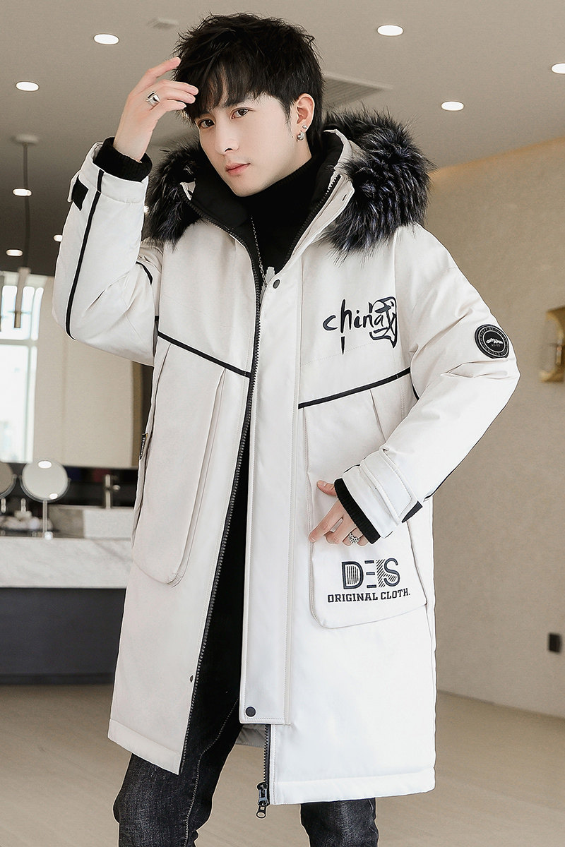 MY1779-P150冬季时尚印花大毛领棉衣连帽加厚中长款棉服XZ313B-1,男装棉衣,星座310B-3
