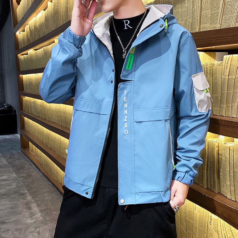 春季新款潮流男士宽松时尚连帽工装夹克外套XZ313B-1J图片
