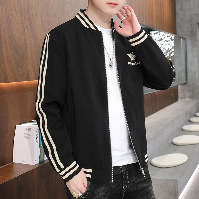 春季新款蜜蜂刺绣高品质男士棒球领休闲夹克XZ313B-1-J,男装夹克,星座310B-3